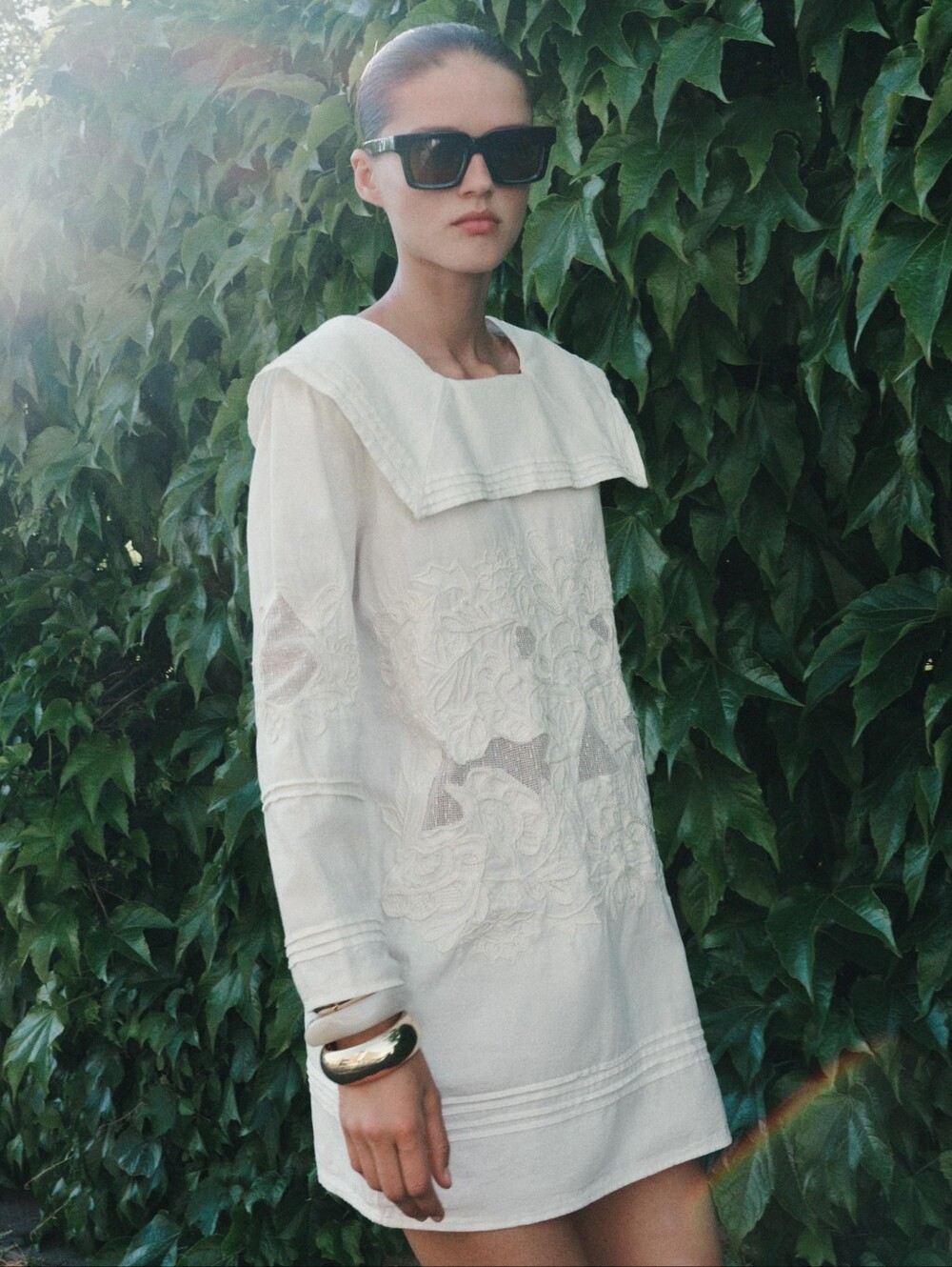 Zara White Embroidered Mini Dress